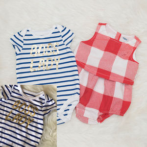 3-6 Mos "Boss Lady" and Old Navy Romper